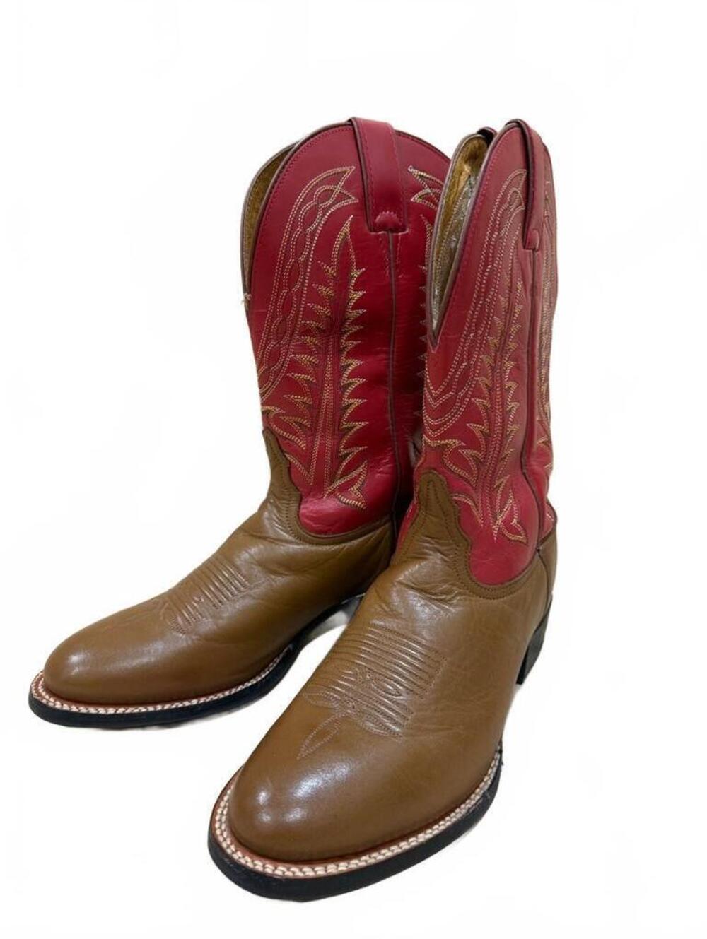 Tony Lama Women’s Cowboy Boots Size 8B Brown Red Leather Western Embroidered